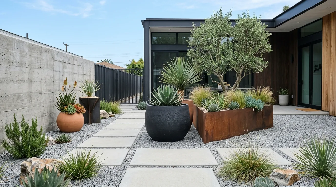 Mixed Hardscape and Plant Balance